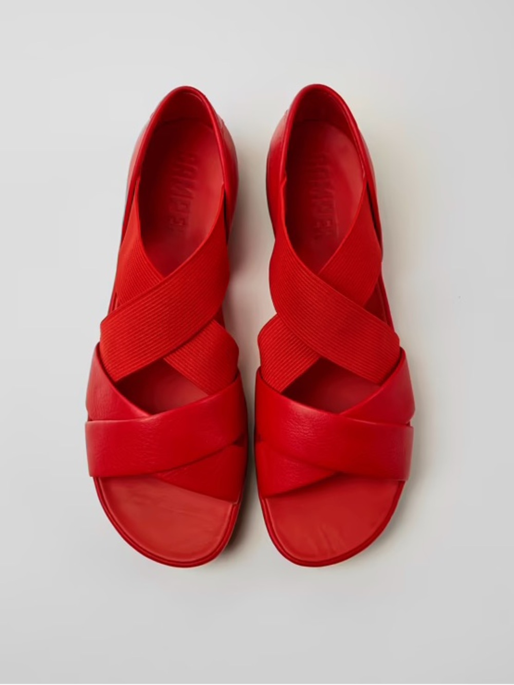 Camper ‘Right’ Red Leather Strappy Sandal Flats - Picture 2 of 10